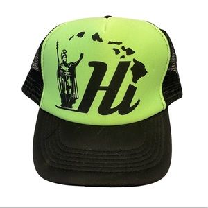 Hawaii trucker hat snapback green black Hawaiian headwear